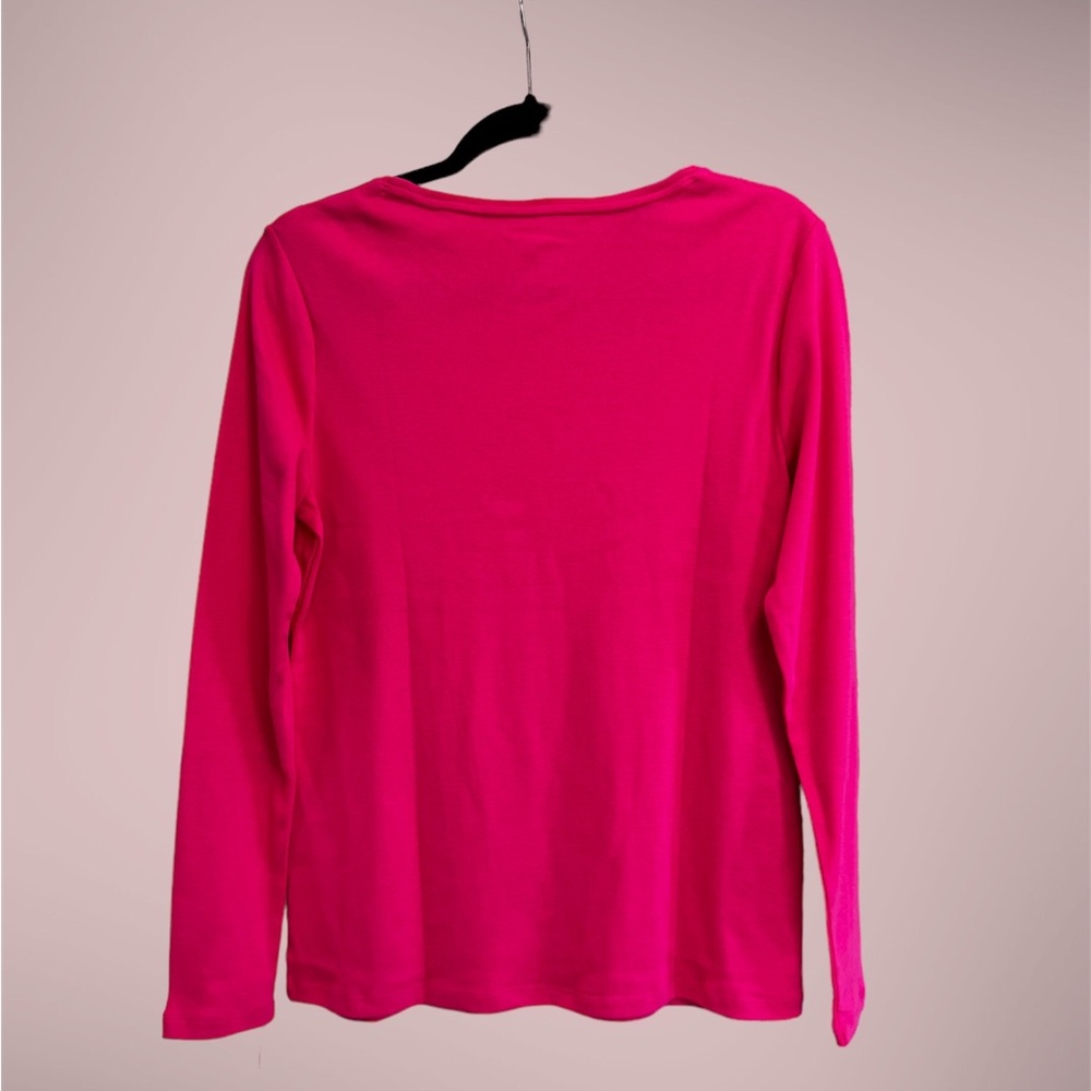 TALBOTS Cotton Long Sleeve Tee/ Cabaret Pink - Picture 2 of 4